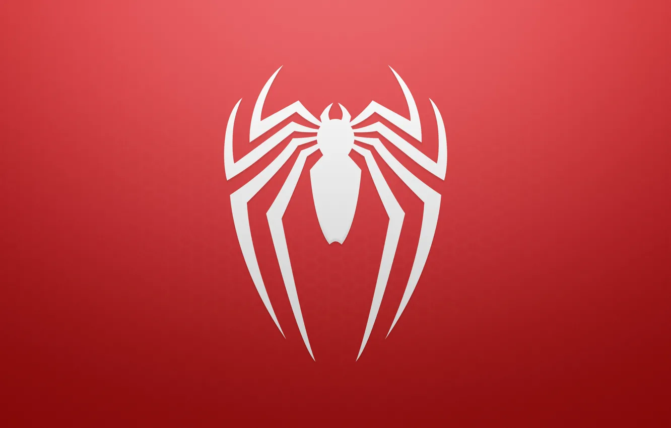 Photo wallpaper logo, Marvel, Comics, minimalism, Spider Man, red background