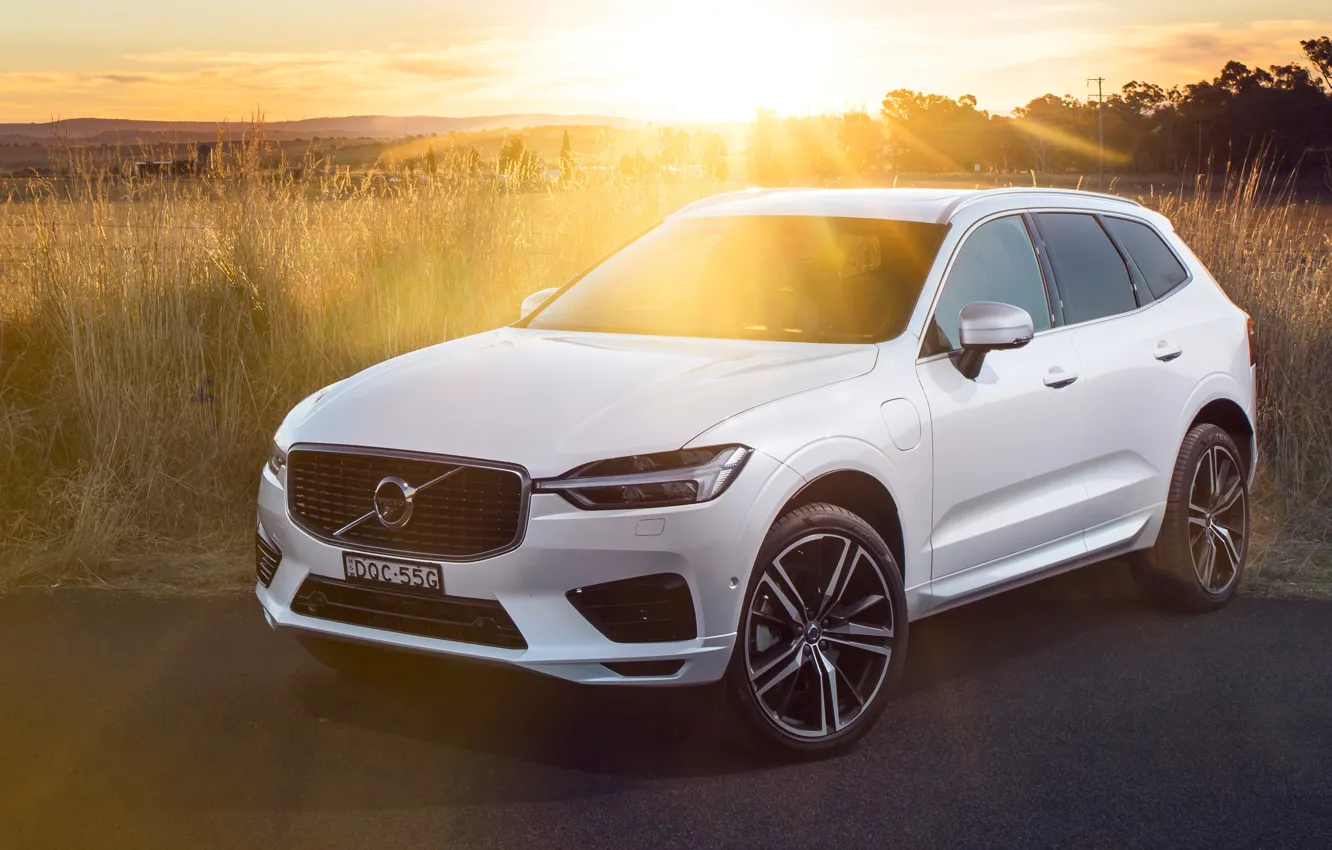 Photo wallpaper the sun, rays, sunset, 2018, Volvo XC60