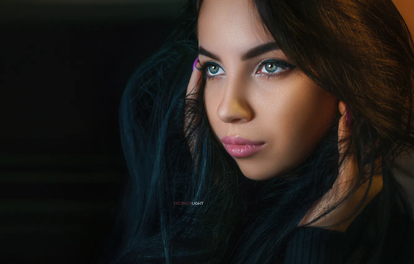 Photo wallpaper look, girl, brunette, Alexander Drobkov-Light, Angelina Sorokina