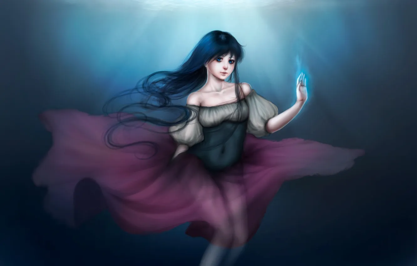 Photo wallpaper water, girl, dress