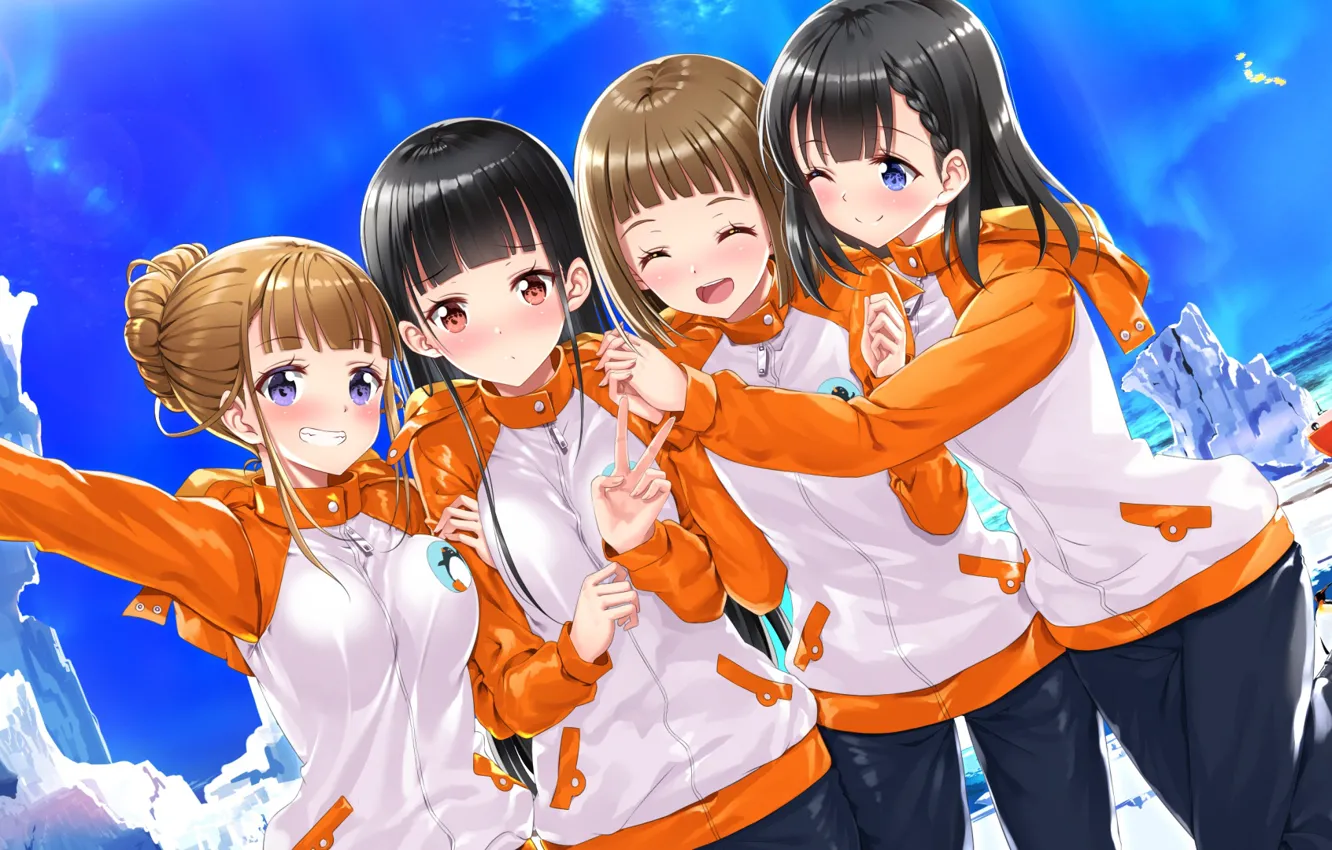 Photo wallpaper girls, group, anime