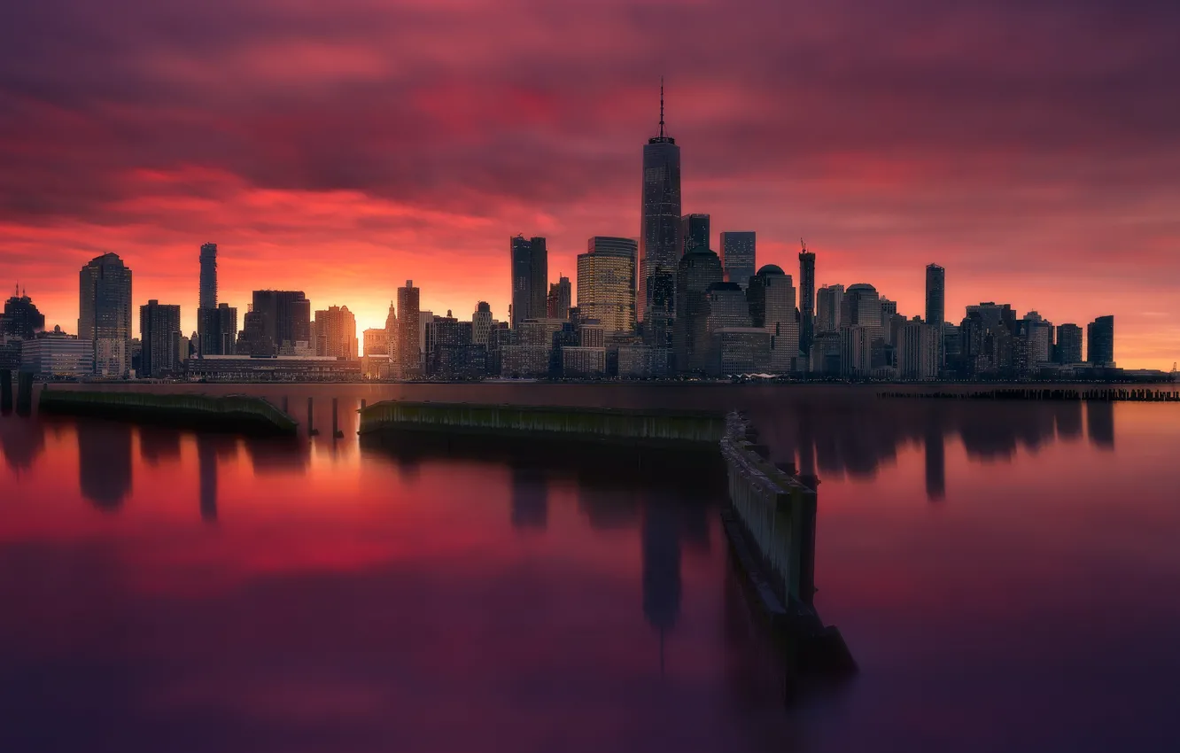 Photo wallpaper light, the city, building, morning, USA, New York