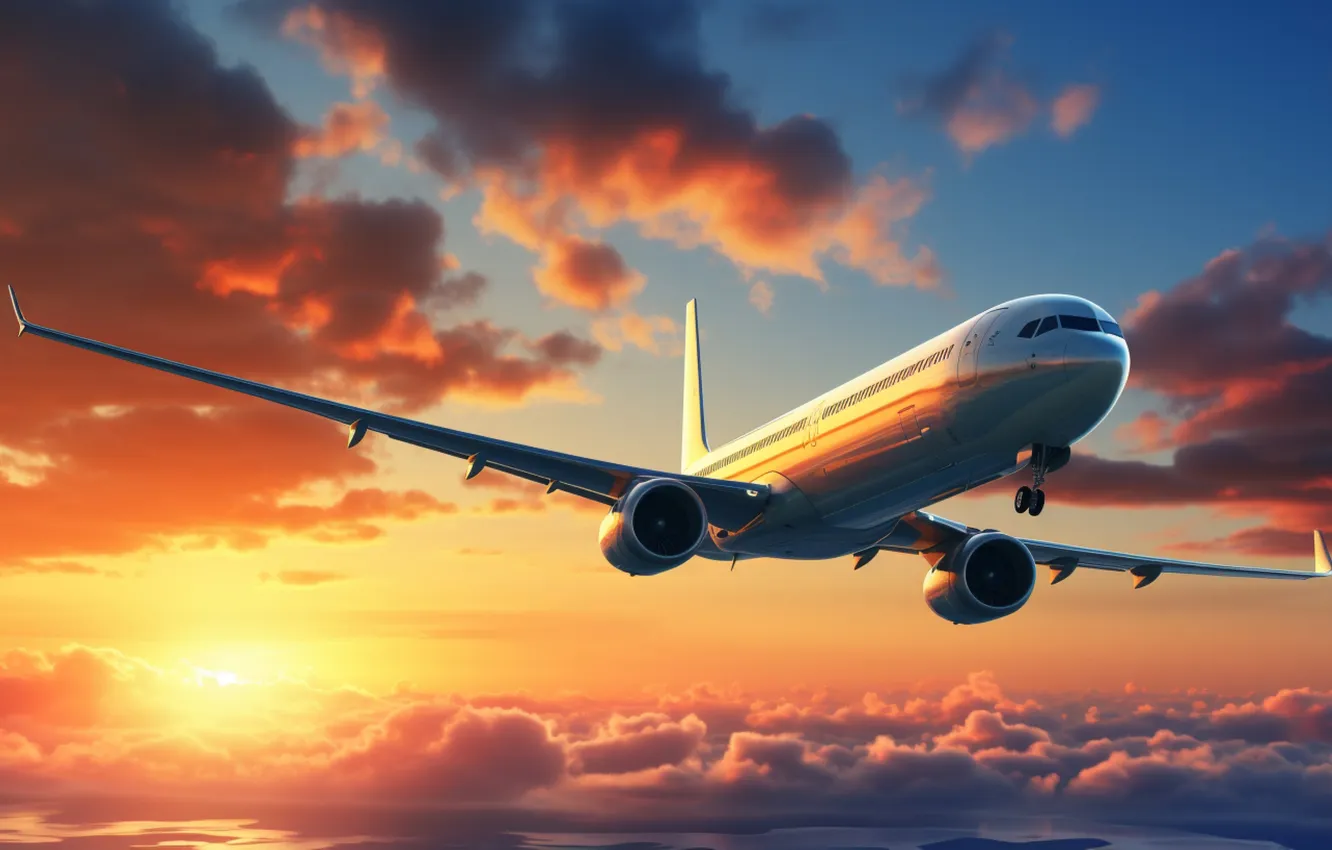 Photo wallpaper the plane, AI art, neural network