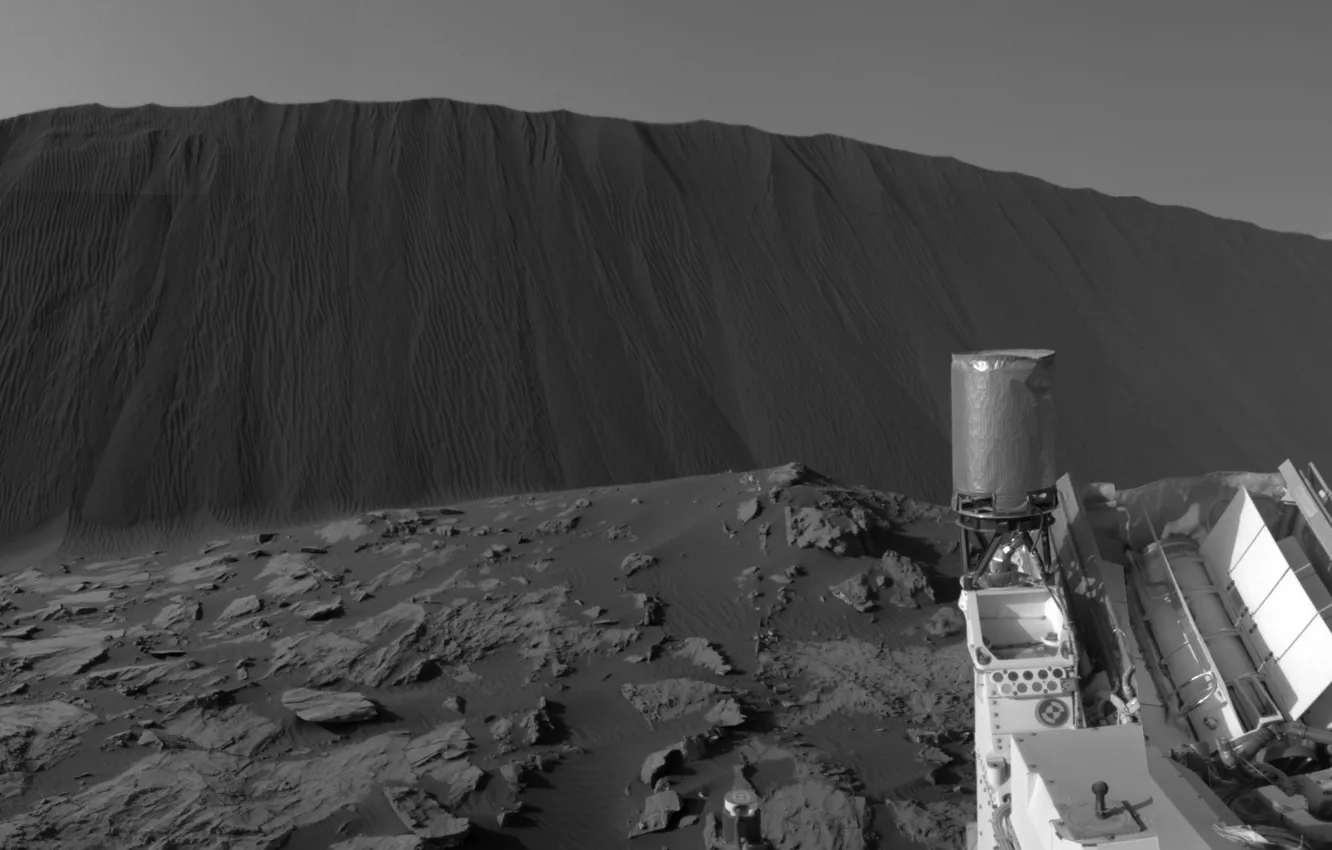 Photo wallpaper planet, dunes, Mars, NASA, the Rover, Curiosity