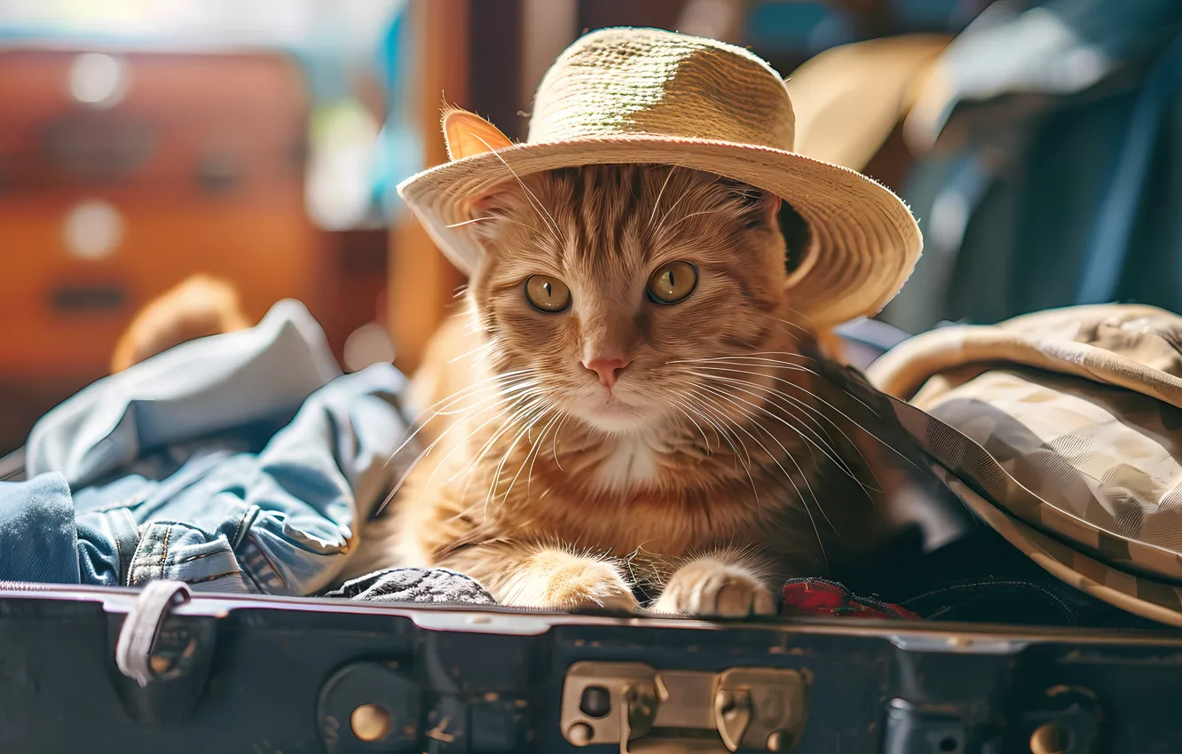 Photo wallpaper cat, look, pose, kitty, face, AI art, neural network