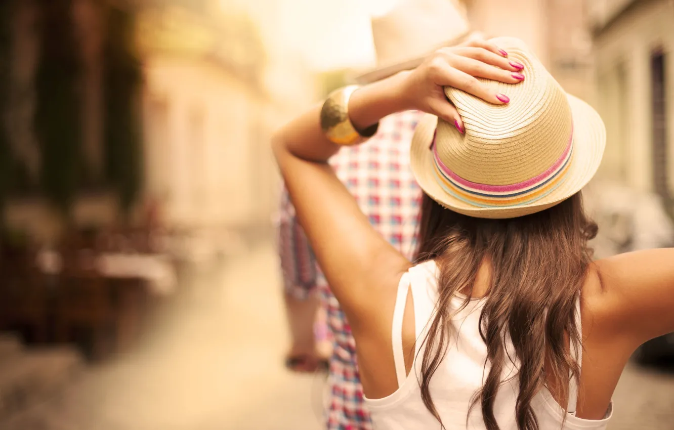 Photo wallpaper girl, decoration, background, mood, widescreen, Wallpaper, blur, hat