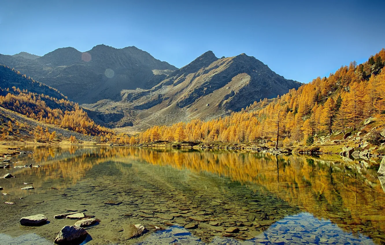 Photo wallpaper autumn, landscape, mountains, nature