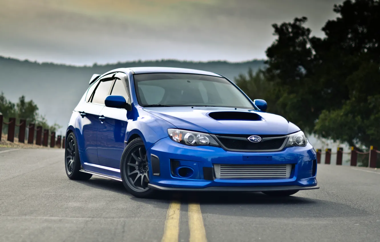 Photo wallpaper Subaru, Impreza, blue, front, Subaru, Impreza