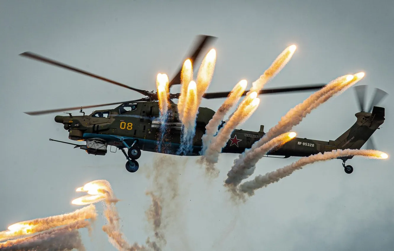 Photo wallpaper flight, salute, helicopter