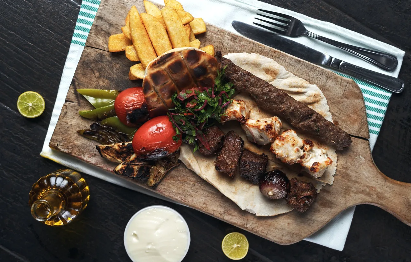 Photo wallpaper BBQ, kebab, serving