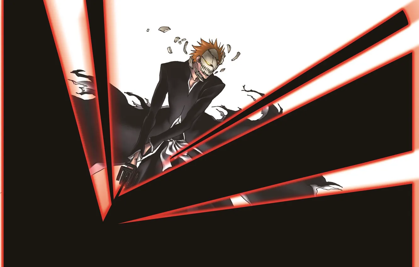 Photo wallpaper power, katana, mask, Bleach, Ichigo Kurosaki, art, Shinigami, Zangetsu