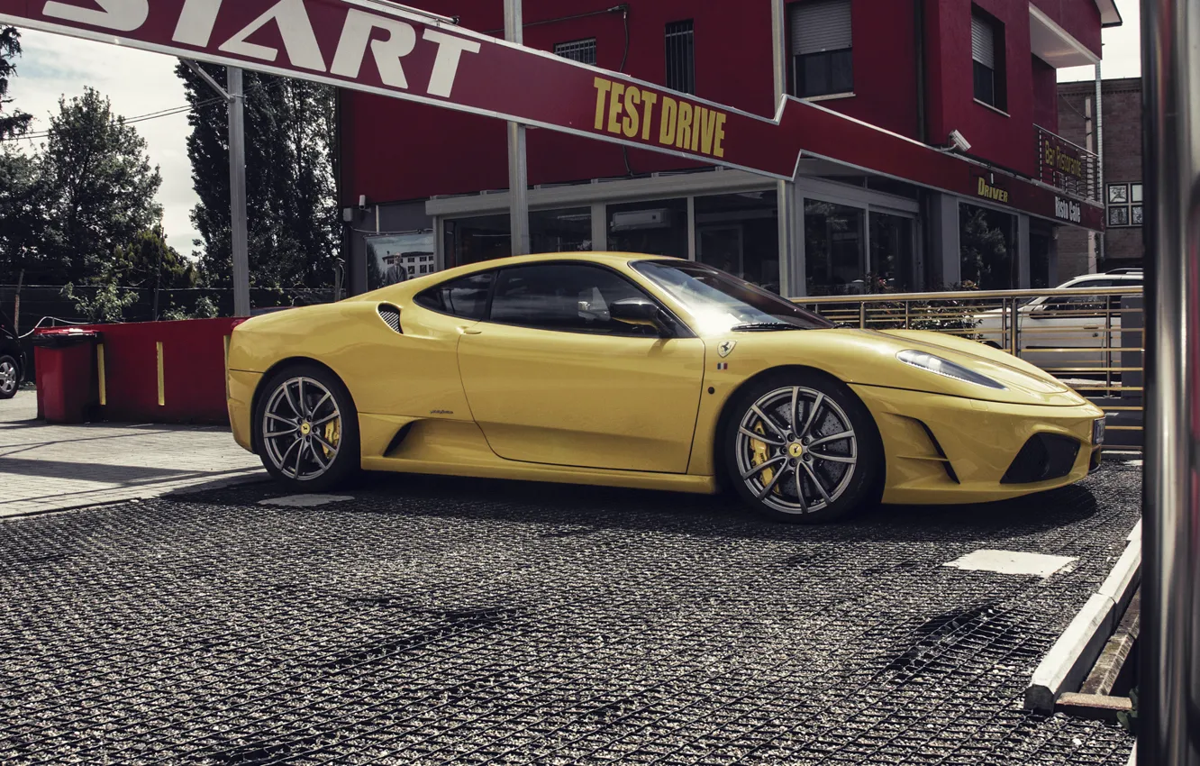 Photo wallpaper yellow, Ferrari, Ferrari, f430, yellow, the Scuderia, scuderia