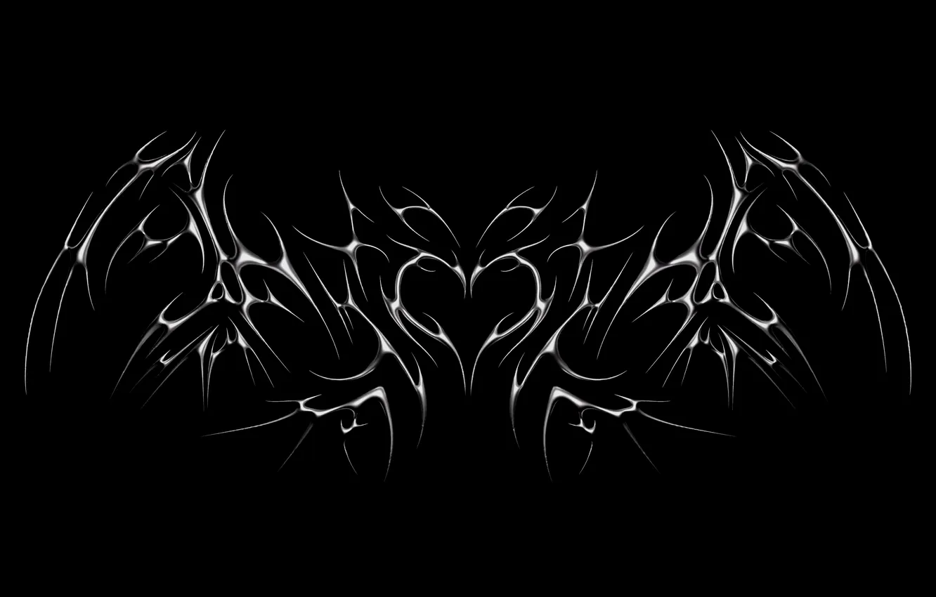 Photo wallpaper abstract, dark, heart, gothic, digital art, black background, simple background, mirrored