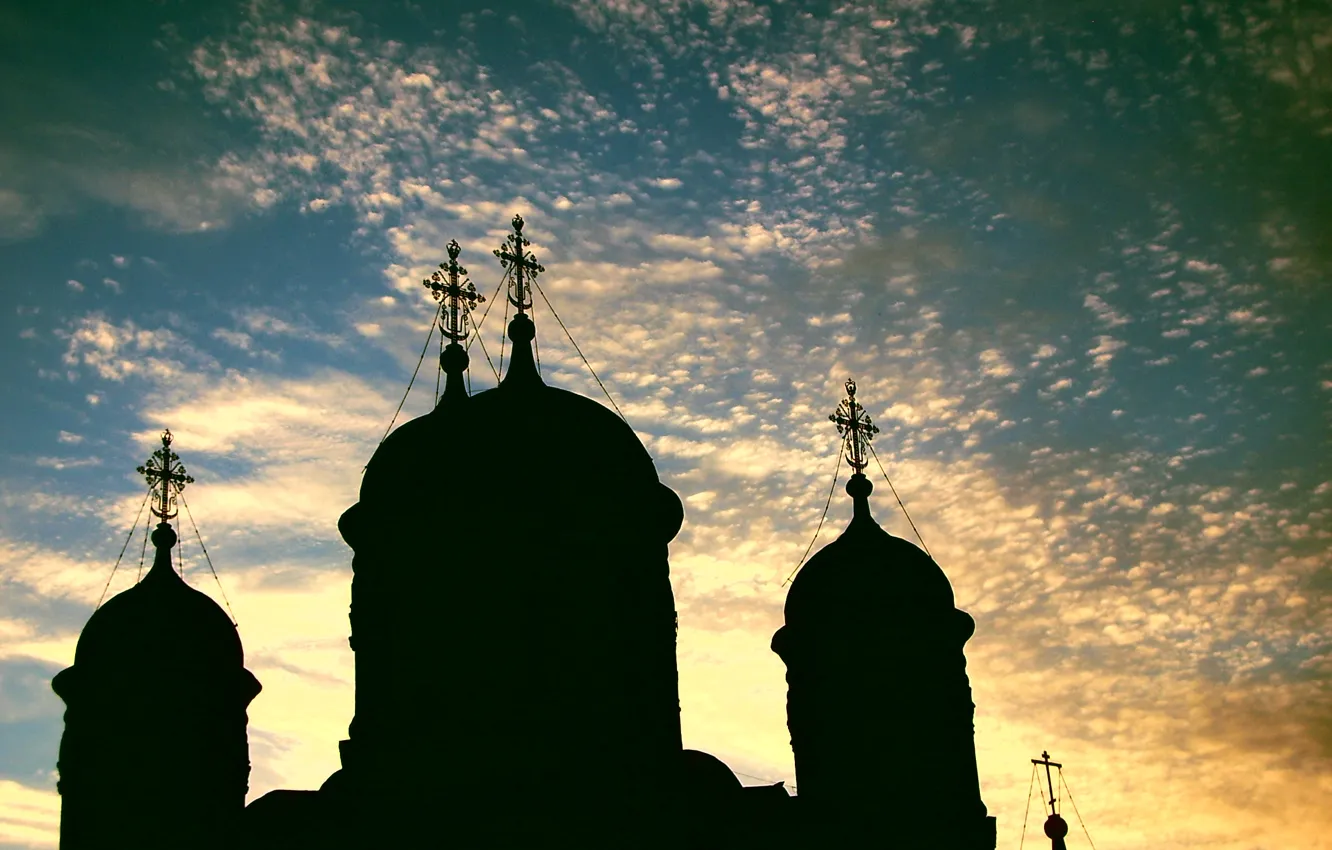 Photo wallpaper the sky, clouds, Church, the monastery