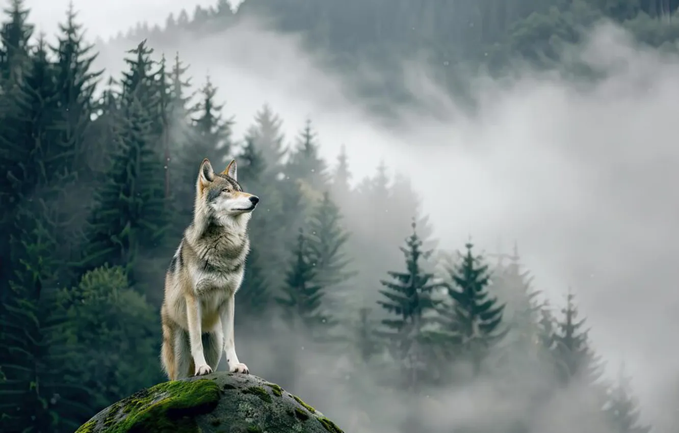 Photo wallpaper Predator, nature, snow, face, animal, wolf, canis lupus, wildlife