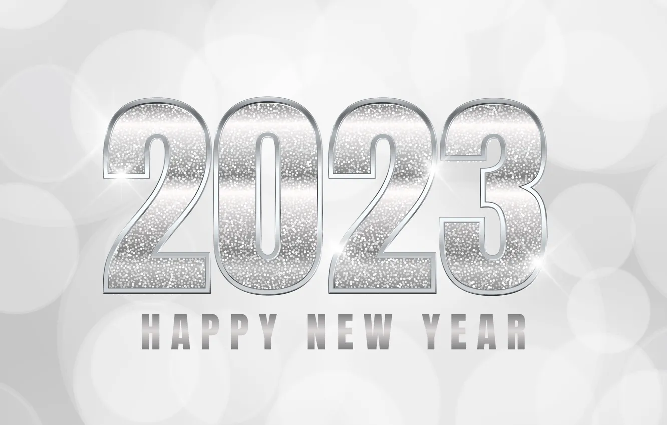 Photo wallpaper lights, the inscription, silver, Shine, new year, silver, figures, light background
