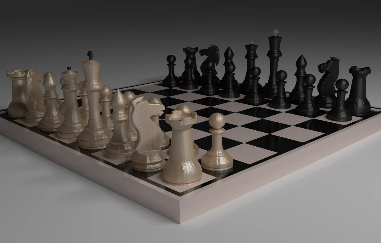 Photo wallpaper Chess, render, 3D graphics