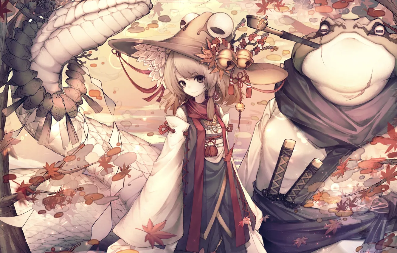 Photo wallpaper hat, girl, snakes, Touhou, Suwako Moriya, Touhou, Touhou