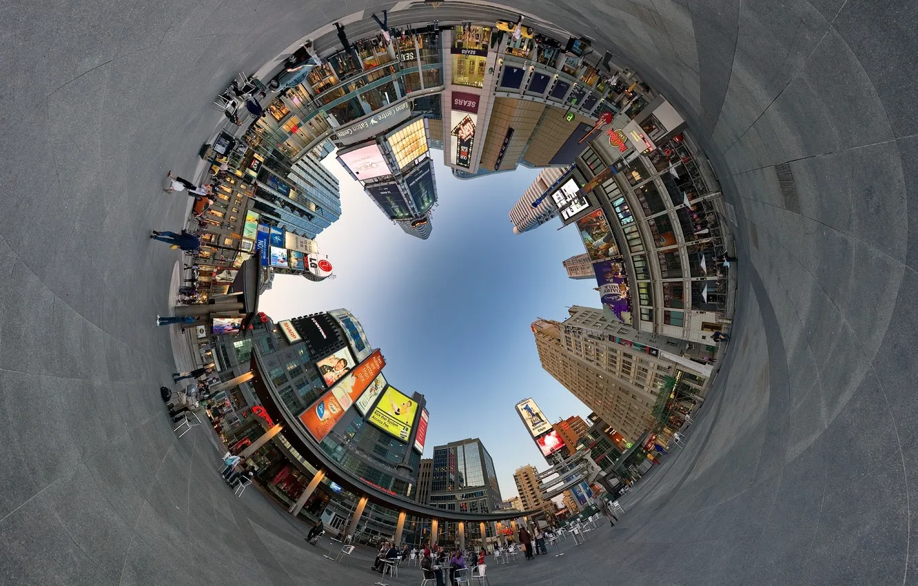 Photo wallpaper circles, the city, area, people
