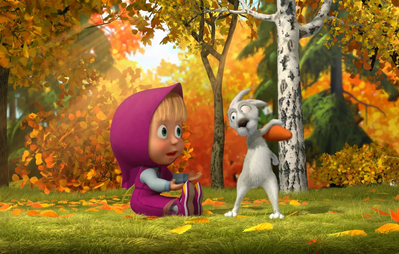 Photo wallpaper hare, carrot, Masha