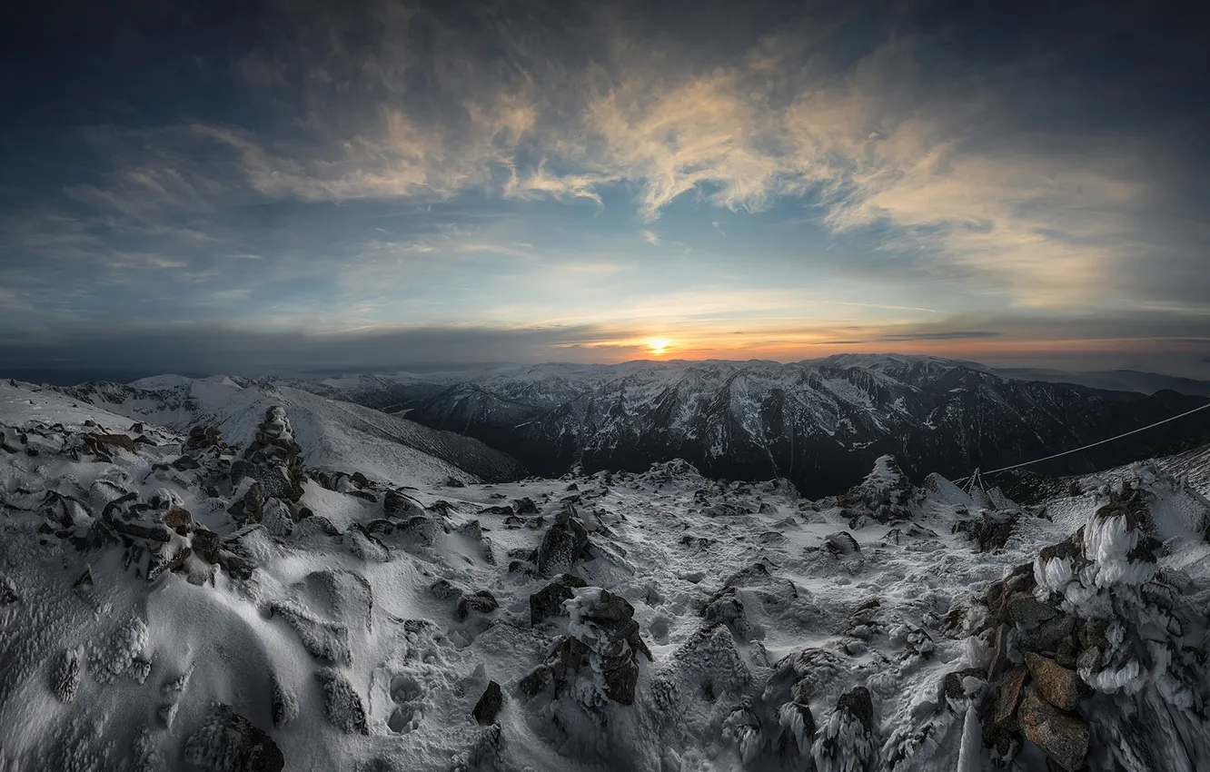 Photo wallpaper mountains, nature, sunset, Bulgaria