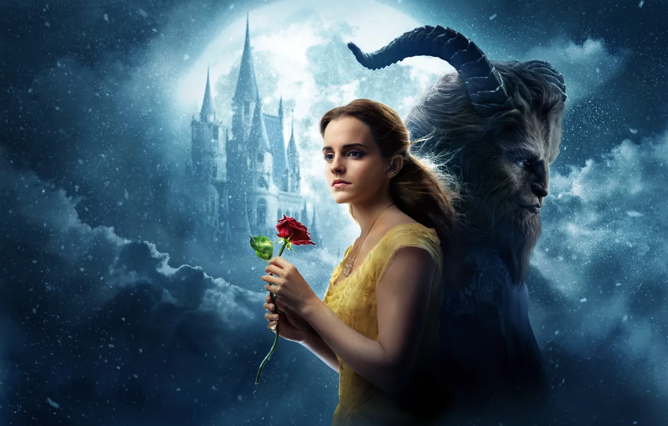 Photo wallpaper cinema, girl, love, rose, Disney, Emma Watson, Blizzard, flower