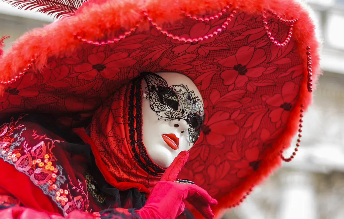 Photo wallpaper girl, decoration, style, mask, Italy, costume, Venice, outfit