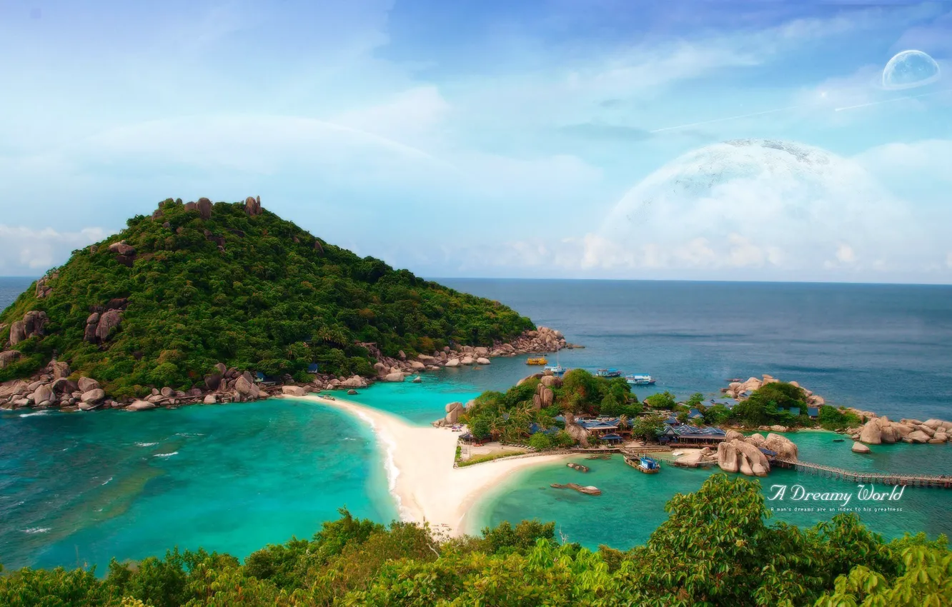 Photo wallpaper sea, shore, island, Dreamy World