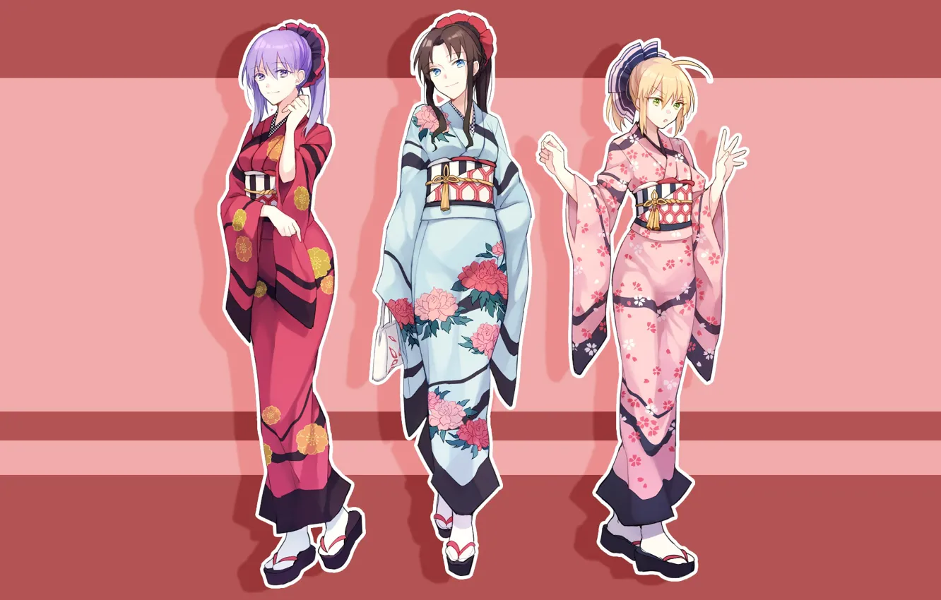 Photo wallpaper girl, background, art, yukata, the saber, Fate stay night, Fate / Stay Night