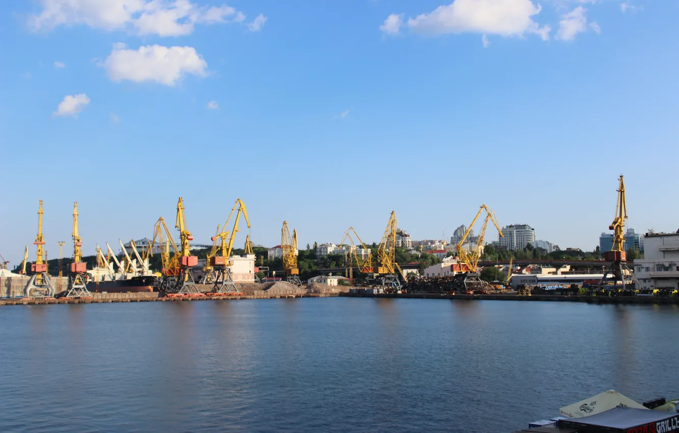 Photo wallpaper sea, crane, port