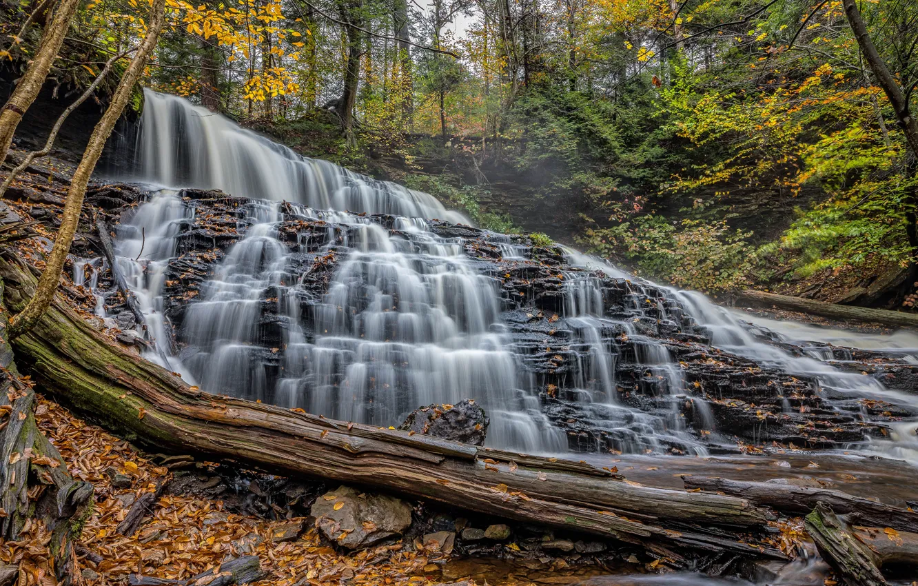 Photo wallpaper nature, rocks, shore, waterfall, stream