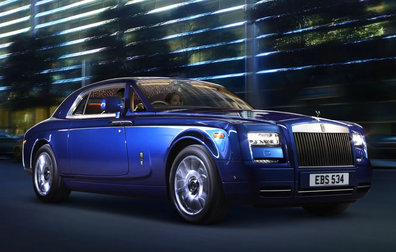 Photo wallpaper blue, Rolls-Royce, Phantom, car, luxury, coupe, rolls-Royce