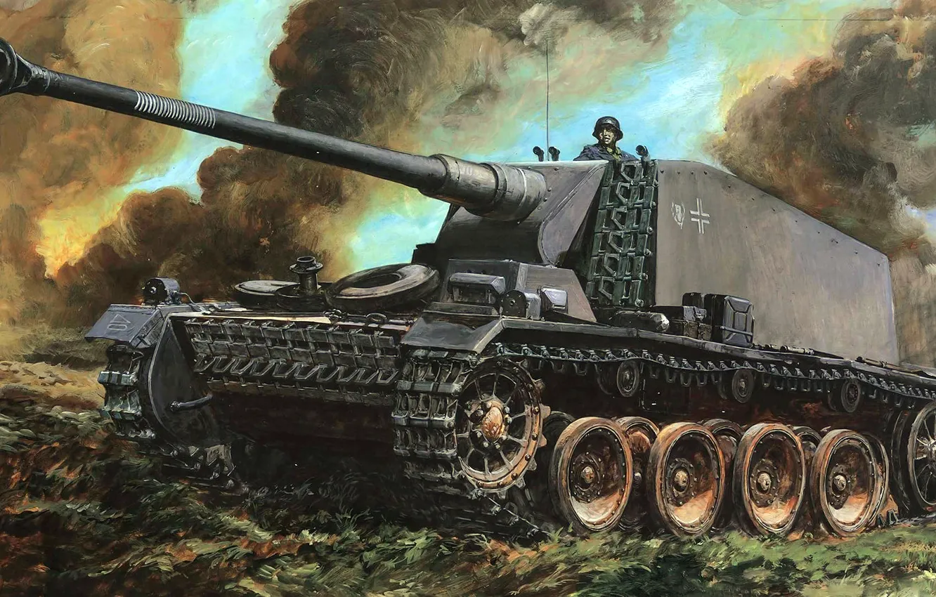 Photo wallpaper figure, art, art, Emil, Stubborn Emil, Self-propelled gun on the VK3001(H), heavy tank destroyer, Sturer