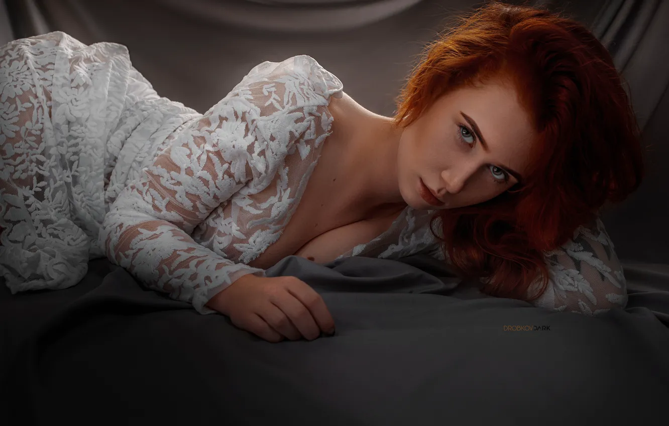 Photo wallpaper look, girl, red, redhead, Elvira Pozdnysheva, Alexander Drobkov-Dark