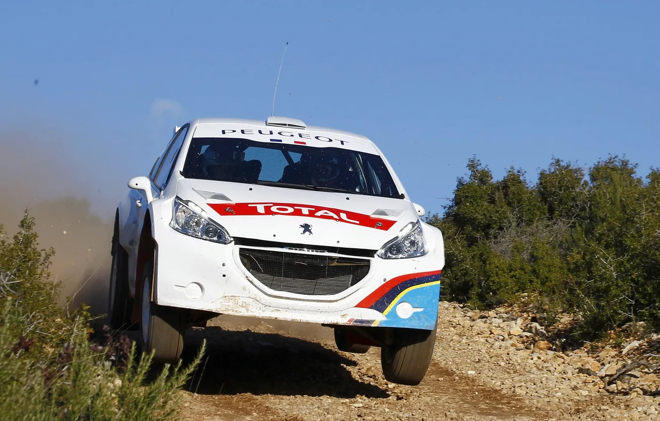 Photo wallpaper white, Peugeot, Peugeot, the front, Rally, Total, Total, 208