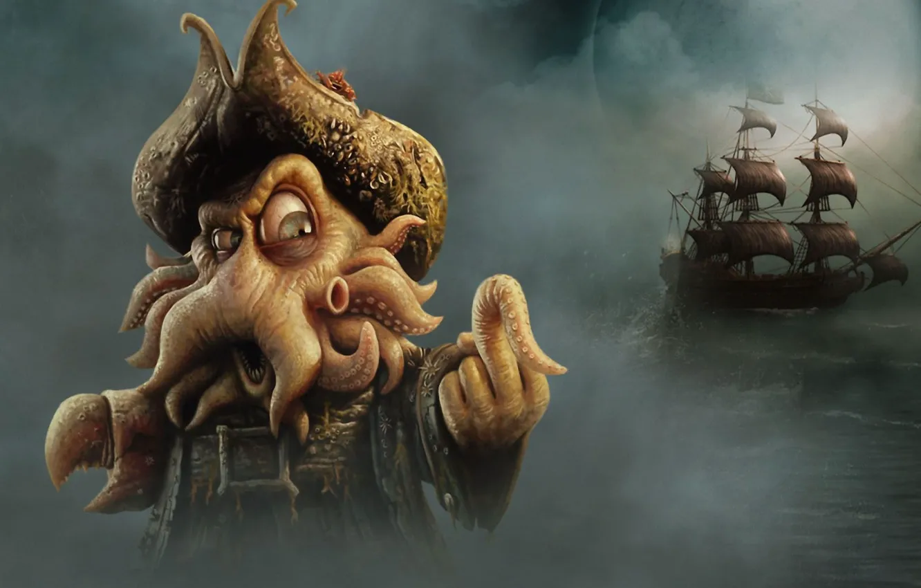 Photo wallpaper ship, pirate, Davy Jones, Pirates of the Caribbean