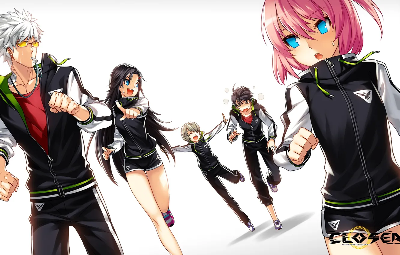 Photo wallpaper girls, the game, art, white background, guys, closers