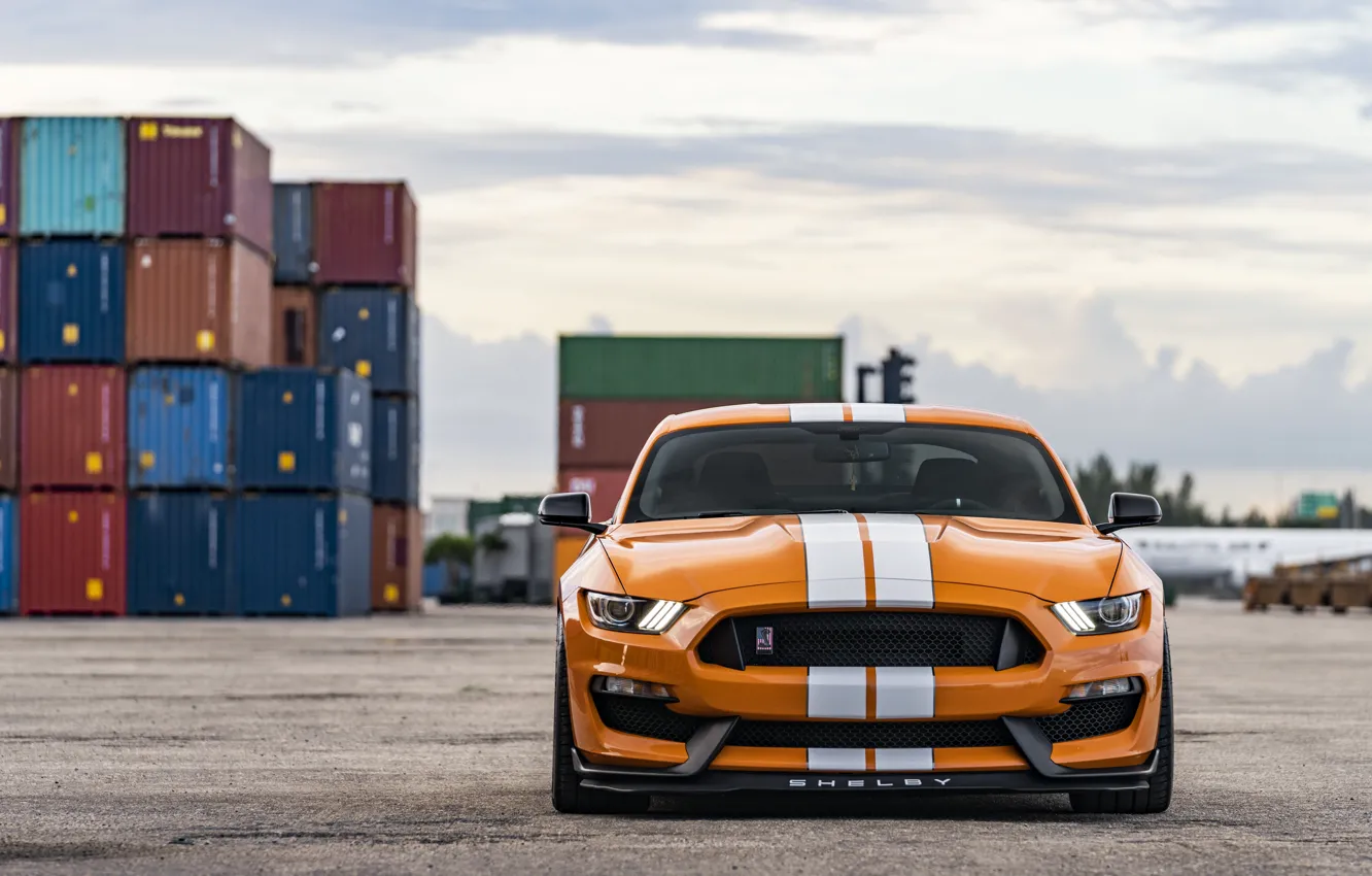Photo wallpaper Mustang, Ford, GT500, Orange, Sight