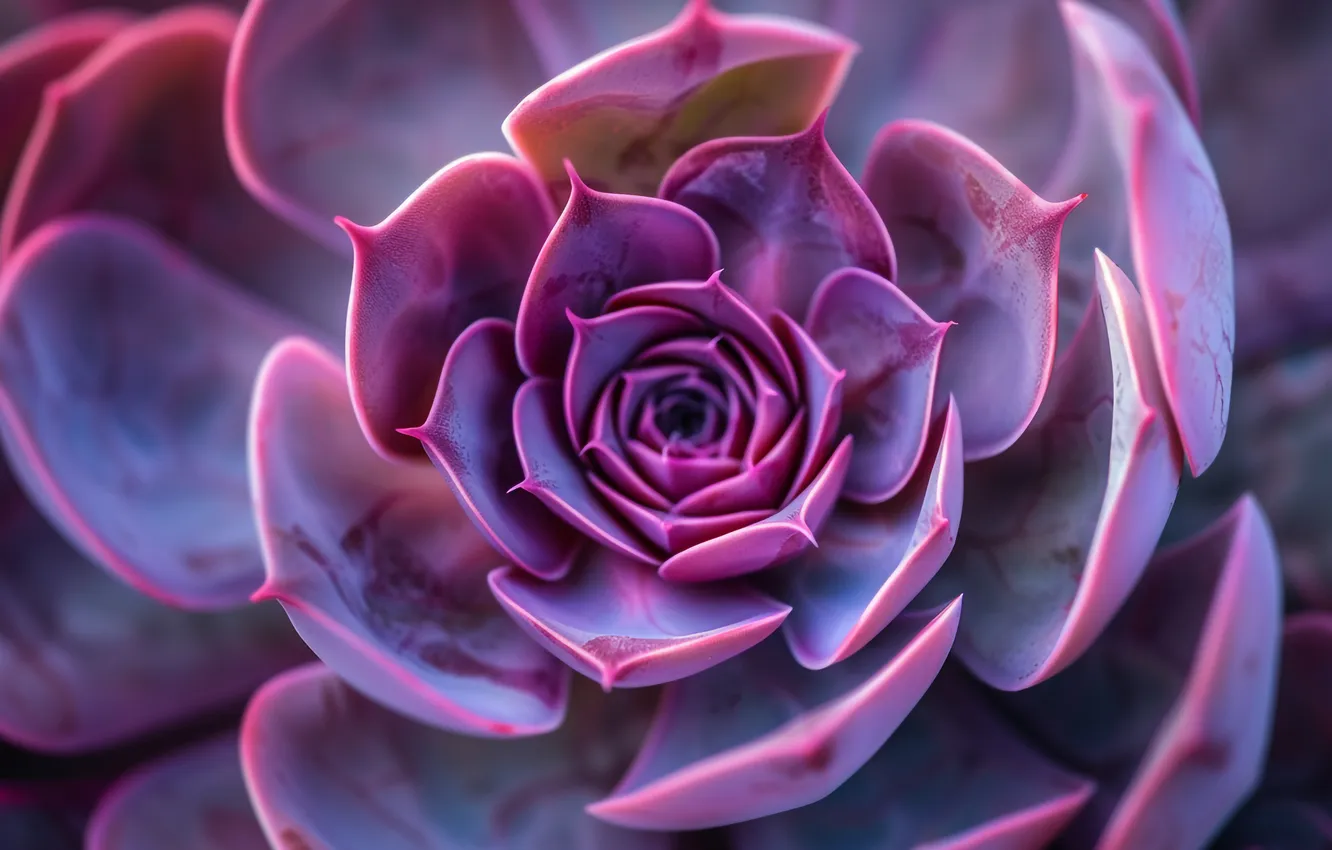 Photo wallpaper flowers, petals, lilac, succulents, Echeveria, AI art, neural network