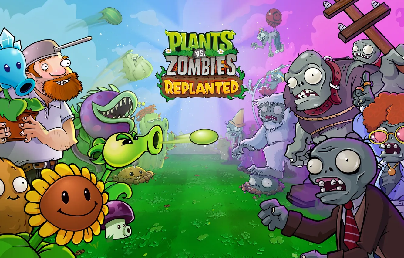 Photo wallpaper games, Plants vs. Zombies, Key Art, PC Games, 2025 Games, Replanted