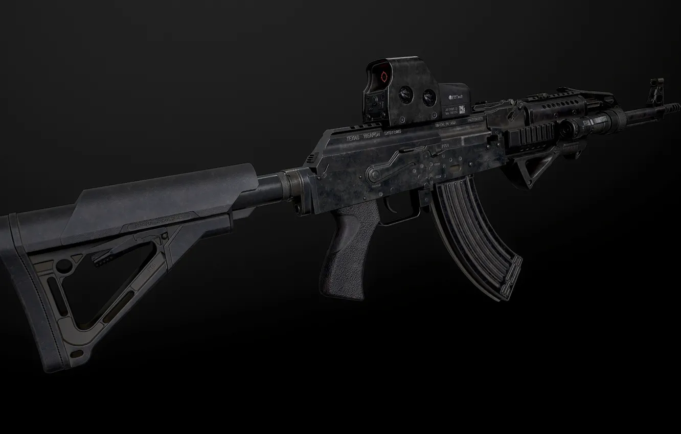 Photo wallpaper rendering, weapons, gun, weapon, render, custom, Kalashnikov, assault rifle