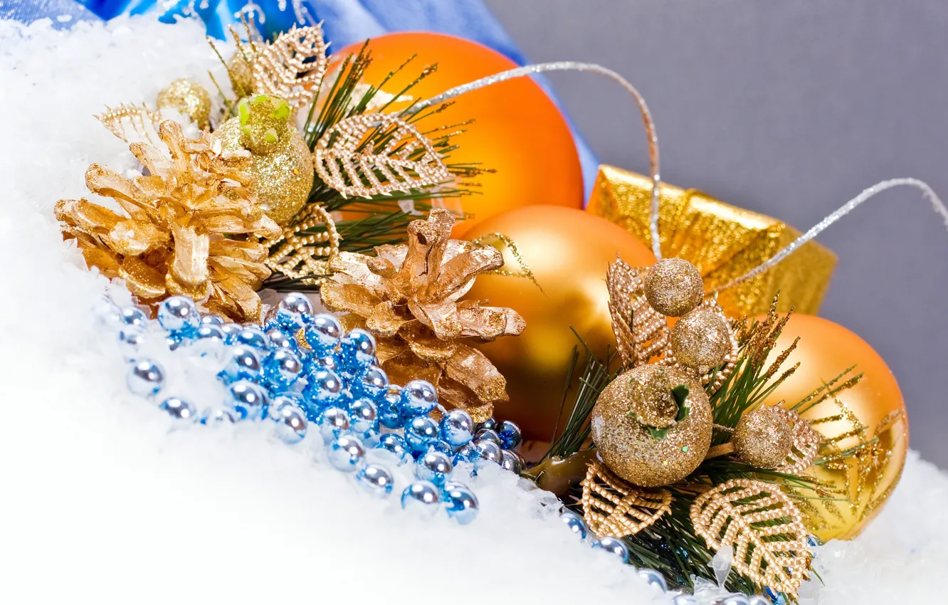 Photo wallpaper balls, decoration, balls, toys, New Year, Christmas, beads, bumps