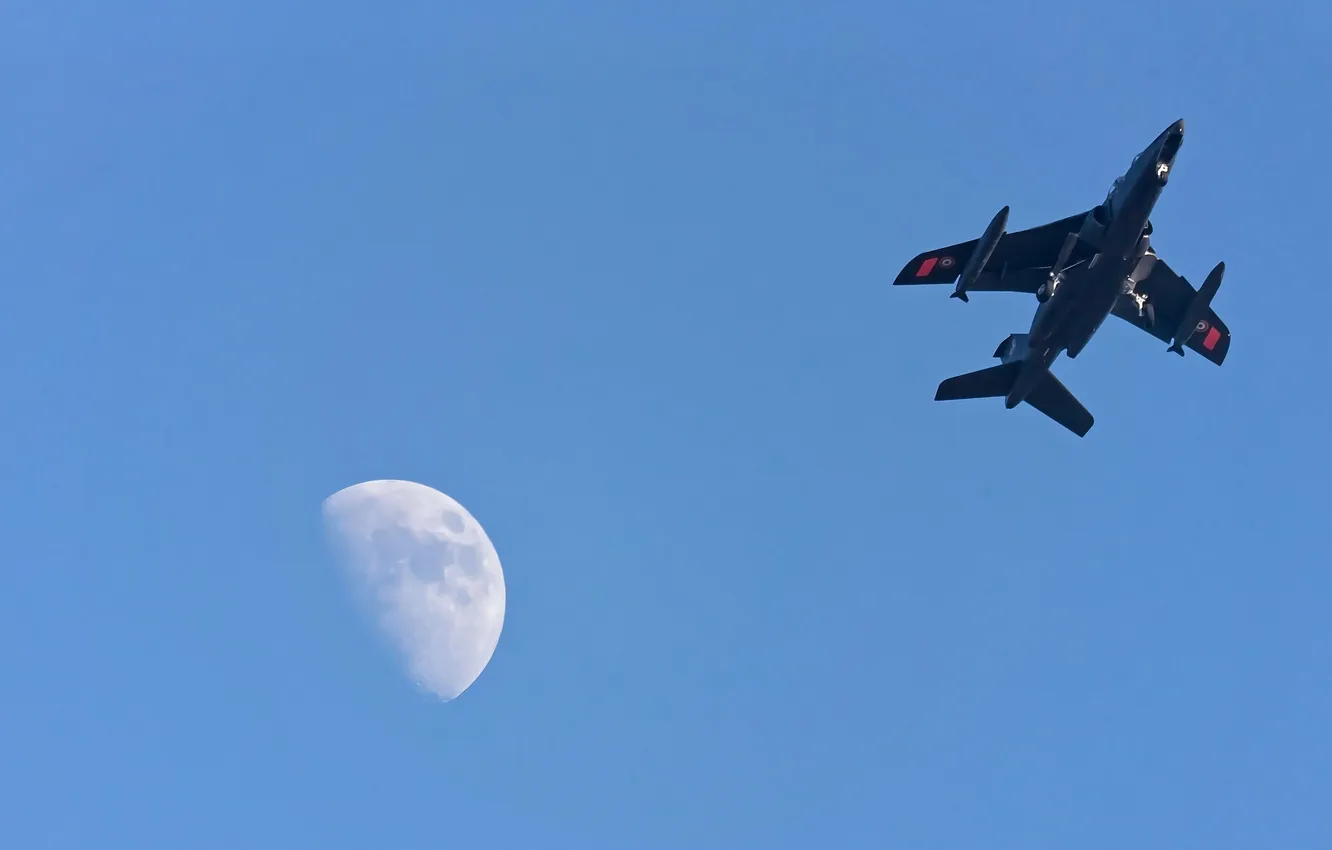 Photo wallpaper the sky, the moon, the plane