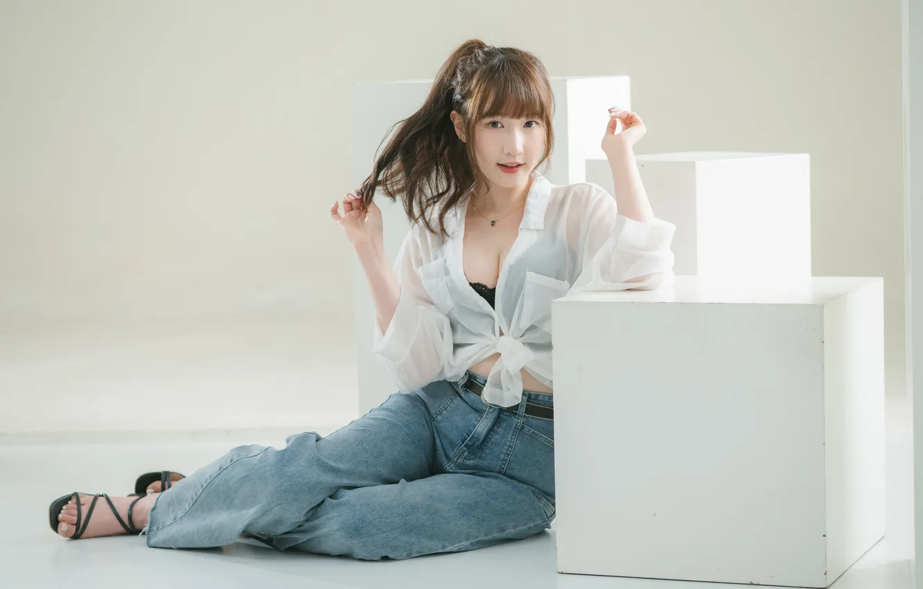 Photo wallpaper girl, pose, Asian