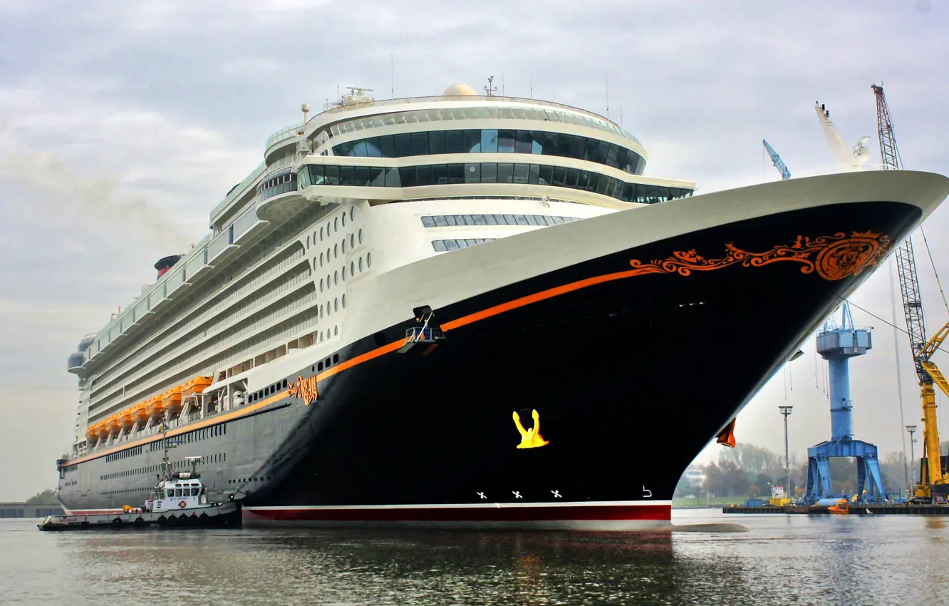 Photo wallpaper sea, dream, tug, crane, Board, The ship, Disney, liner