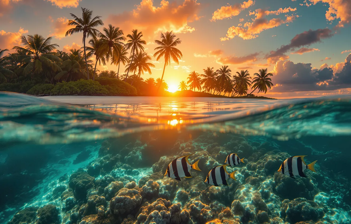 Photo wallpaper sea, wave, beach, summer, the sky, water, transparency, the sun