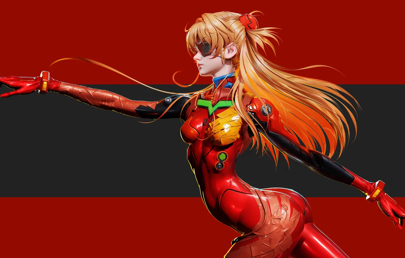 Photo wallpaper bodysuit, Asuka Langley Soryu, women, redhead, CGI