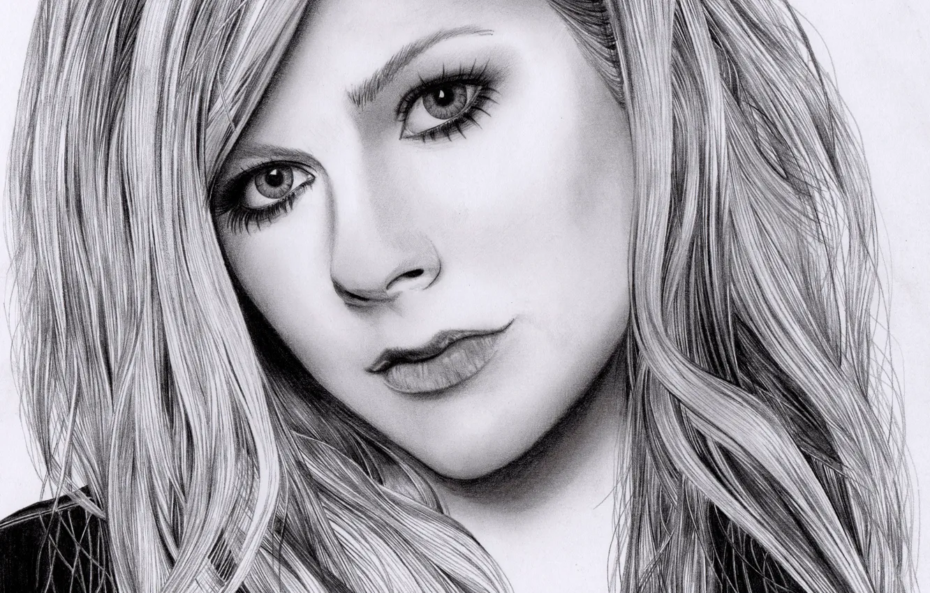 Wallpaper figure, portrait, pencil, Avril Lavigne for mobile and ...