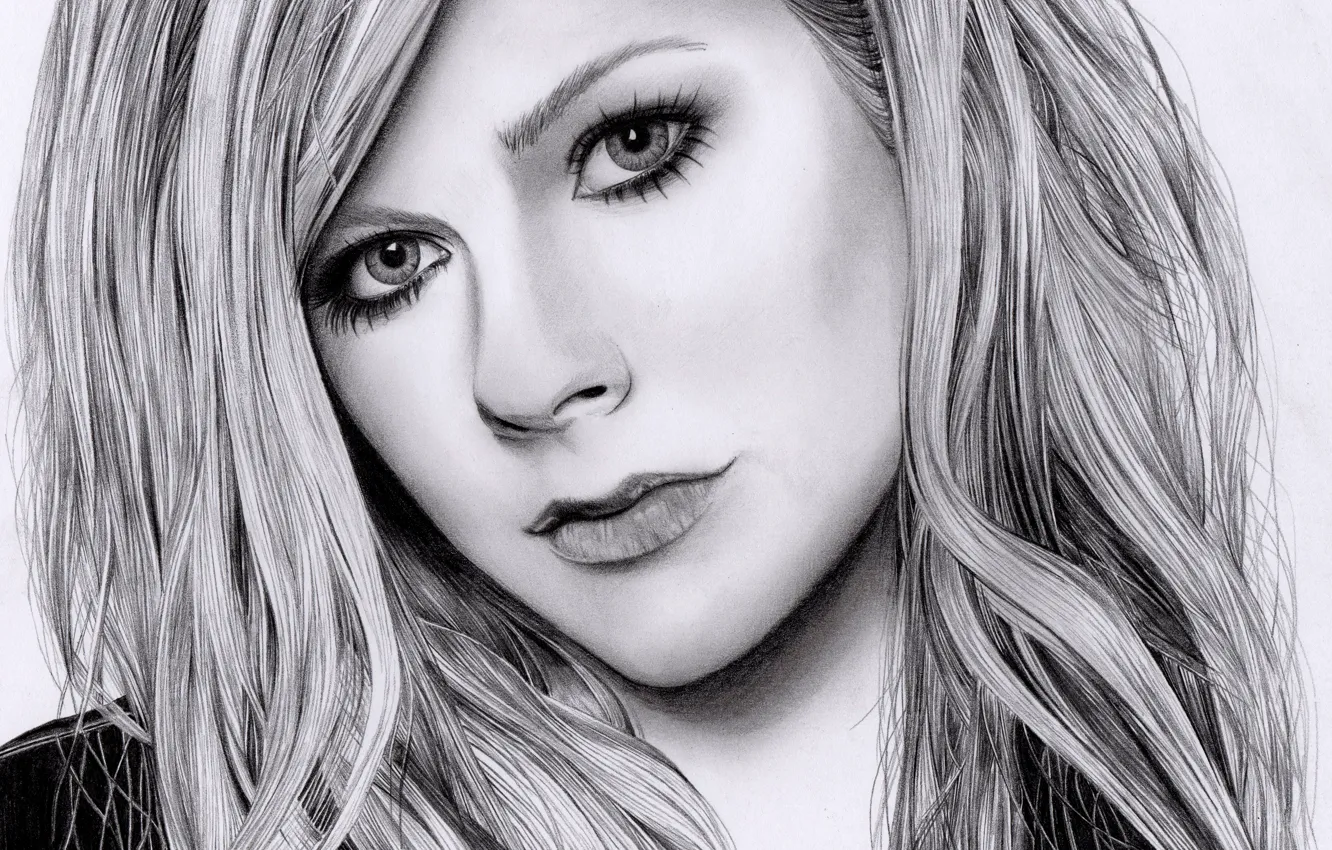 Photo wallpaper figure, portrait, pencil, Avril Lavigne