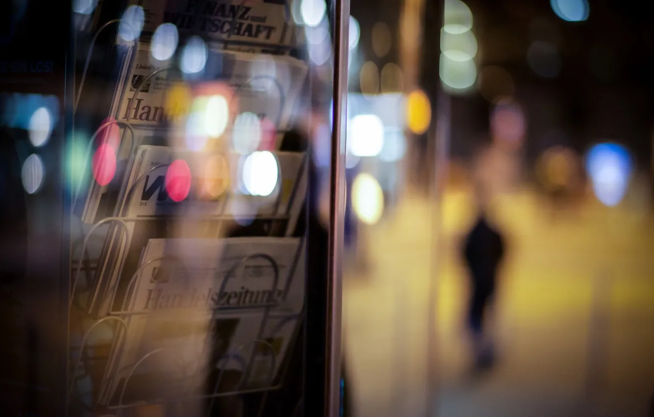 Photo wallpaper night, street, newspaper